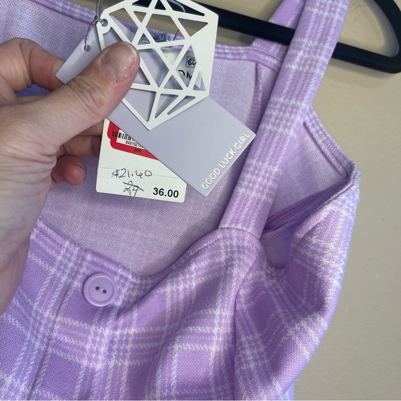 Good Luck Girl lilac plaid mini dress! Size XL - Picture 5 of 6